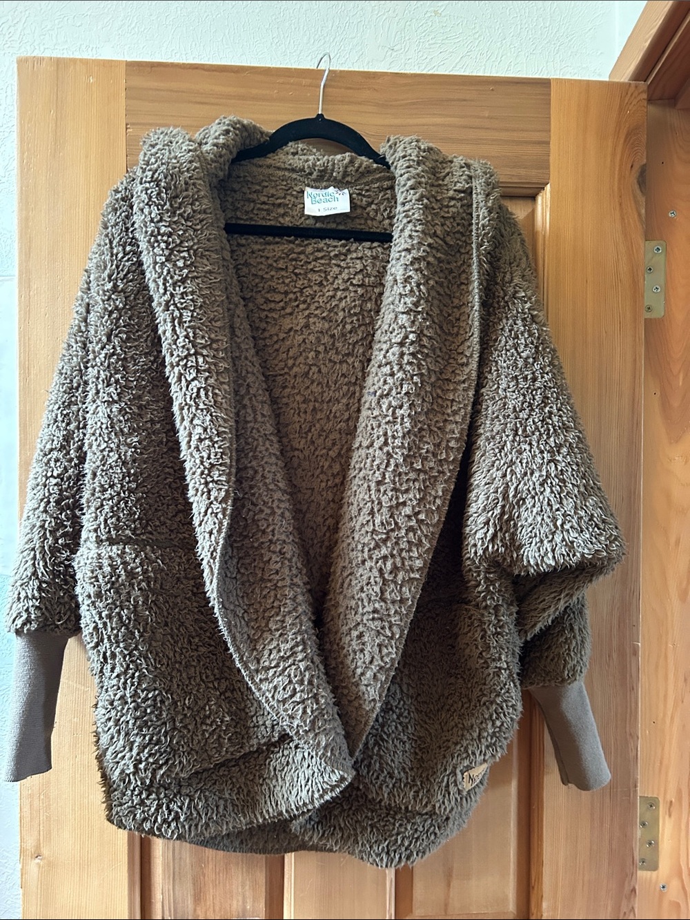 Nordic Beach Women’s Cozy Sherpa Hooded Cardigan - Olive